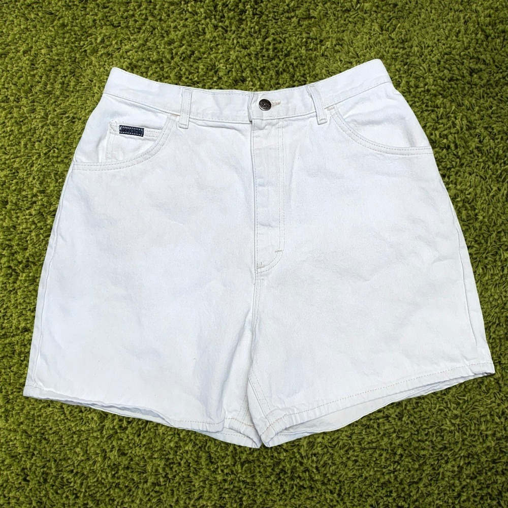 Vintage Lee Riveted Denim Shorts Women's 30 White High Rise Mom Jean Shorts